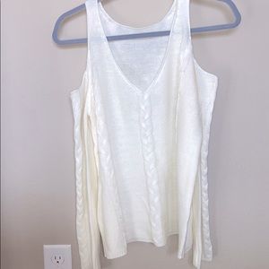 Ivory cold shoulder knit sweater